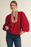 Brixton Signature Plaid Split-Neck Blouse