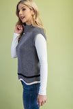 Mock Neck Tulip Hem Knit Sweater Vest - Grey