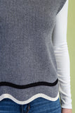Mock Neck Tulip Hem Knit Sweater Vest - Grey