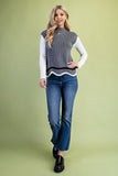 Mock Neck Tulip Hem Knit Sweater Vest - Grey