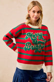 Christmas Merry & Bright Striped Pullover