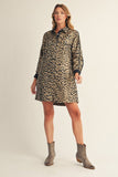 Luxe Leopard Shirt Dress - Brown/Black