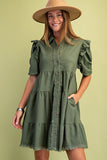 Linen Button Up Shirt Dress