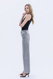Olivia High Rise Wide Leg Denim - Washed Out Grey