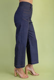 Ankle Skimmer Contrast Stitch Wide-Leg Denim