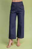 Ankle Skimmer Contrast Stitch Wide-Leg Denim