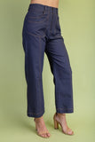 Ankle Skimmer Contrast Stitch Wide-Leg Denim