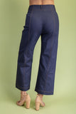 Ankle Skimmer Contrast Stitch Wide-Leg Denim