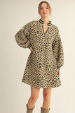 Wild Play Varsity Split Neck Leopard Sweatshirt Dress