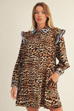 Rowan City Safari Shoulder Ruffle Dress