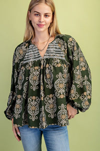 Sierra Smocked Boho Blouse