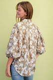 Maren Golden Safari Blouse – Neutral Leopard