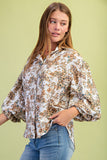 Maren Golden Safari Blouse – Neutral Leopard