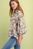 Maren Golden Safari Blouse – Neutral Leopard