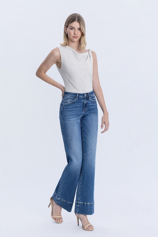 City Stroll Wide Leg Trouser Denim - Med Wash