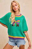 Mardi Magic Sequin Bow Sweater – Emerald