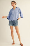 Scalloped Edge Collared Knit Top