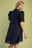 Calla Gathered Sleeve Soft Denim Tiered Dress