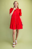 Calla Gathered Sleeve Soft Denim Tiered Dress