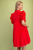 Calla Gathered Sleeve Soft Denim Tiered Dress