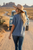 Desert Denim Frayed Button-Up Top