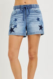 Starstruck Patchwork Lounge Shorts - Drawstring Denim