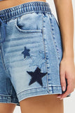 Starstruck Patchwork Lounge Shorts - Drawstring Denim