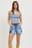 Starstruck Patchwork Lounge Shorts - Drawstring Denim