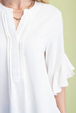 Flirt With It 3/4 Ruffle Sleeve Top