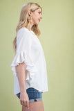 Flirt With It 3/4 Ruffle Sleeve Top