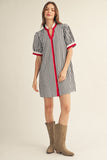 Harbor Stripe Ruffle Collar Dress