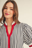 Harbor Stripe Ruffle Collar Dress
