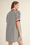 Harbor Stripe Ruffle Collar Dress