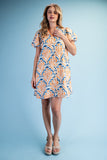 Mediterranean Muse Dress- Orange/Navy