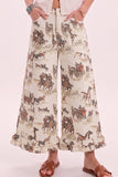 Double Ruffle Hem Wide Leg Pants
