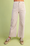 Ankle Skimmer Stretch Wide Leg Corduroy Pants - Taupe