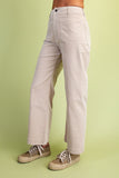 Ankle Skimmer Stretch Wide Leg Corduroy Pants - Taupe