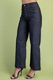 High Rise Contrast Stitch Cropped Wide Leg Jeans