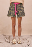 Pink Pop Braided Belt Utility Shorts - Camo