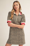 Stadium Style Quarter-Zip Dress - Leopard