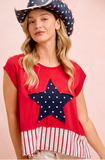 Liberty Star Patch Top - Red