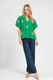 Floral Embroidered Balloon Sleeve Blouse