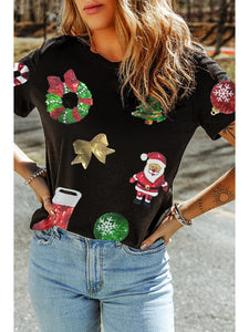 Christmas Essentials Sequin Graphic Crewneck Tee