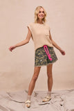 Pink Pop Braided Belt Utility Shorts - Camo