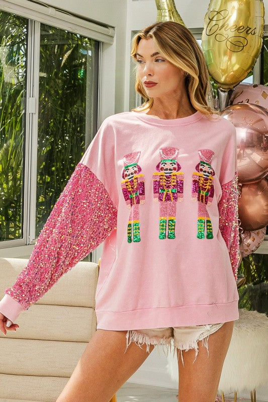 Tinsley Nutcracker Sparkle Sleeve Sweatshirt