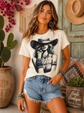 Turquoise Cowgirl Graphic Tee- Cream
