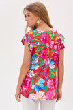 Lizzy Fluttler Sleeve Floral Tank - Red