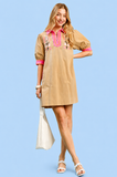 Bloom & Grace Embroidered Dress- Latte