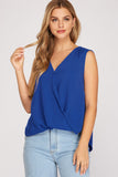 Sleeveless Surplice Wrap Top with Tie Back