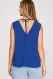 Sleeveless Surplice Wrap Top with Tie Back